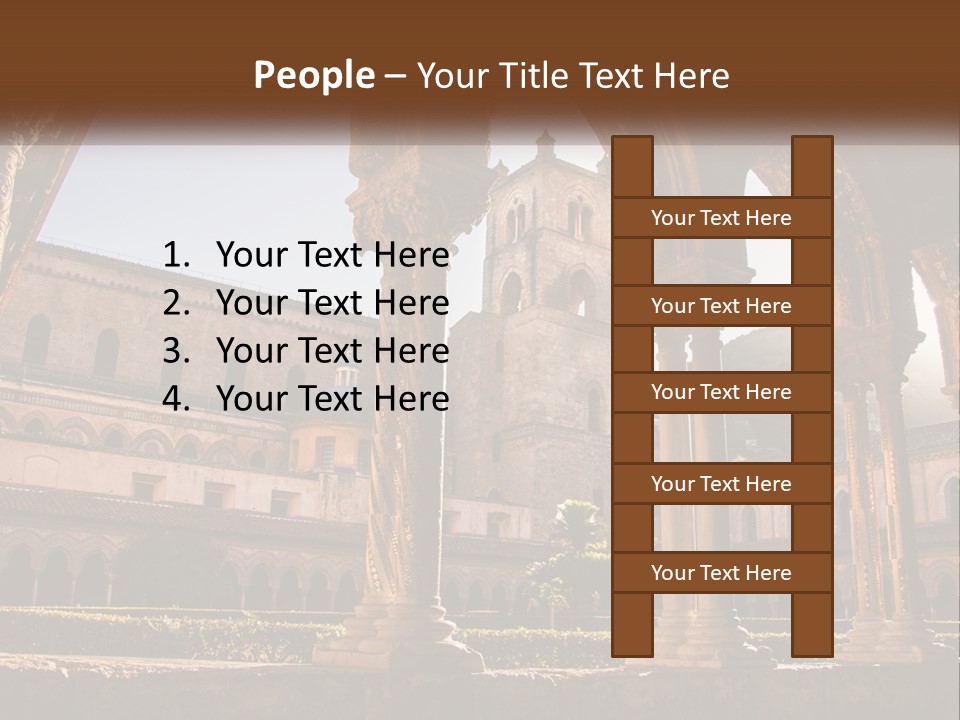 A Large Building With Arches And A Clock Tower PowerPoint Template