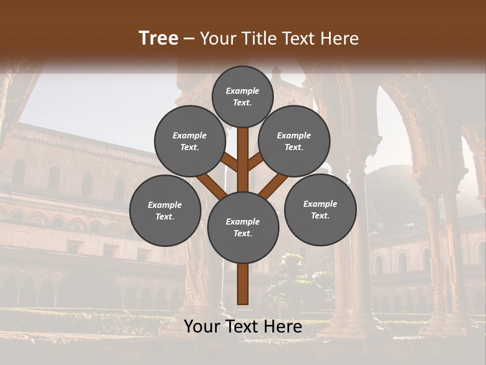 A Large Building With Arches And A Clock Tower PowerPoint Template