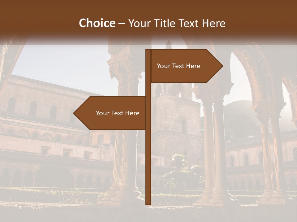 A Large Building With Arches And A Clock Tower PowerPoint Template