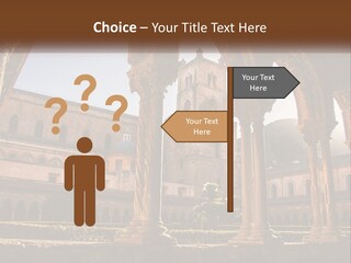 A Large Building With Arches And A Clock Tower PowerPoint Template