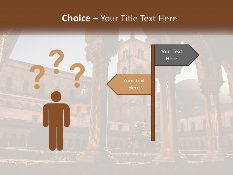 A Large Building With Arches And A Clock Tower PowerPoint Template