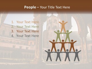 A Large Building With Arches And A Clock Tower PowerPoint Template