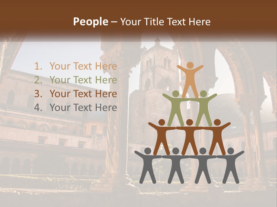 A Large Building With Arches And A Clock Tower PowerPoint Template