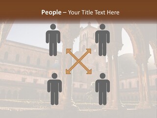 A Large Building With Arches And A Clock Tower PowerPoint Template