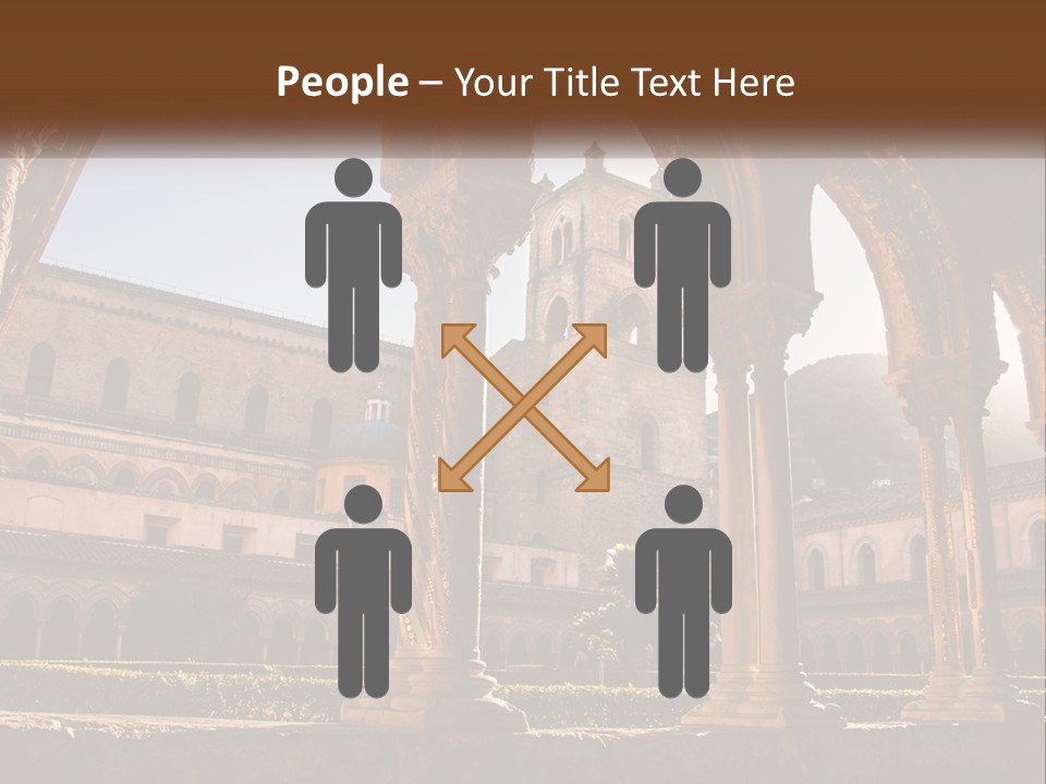 A Large Building With Arches And A Clock Tower PowerPoint Template