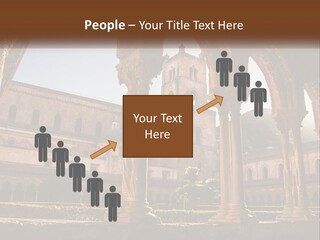 A Large Building With Arches And A Clock Tower PowerPoint Template
