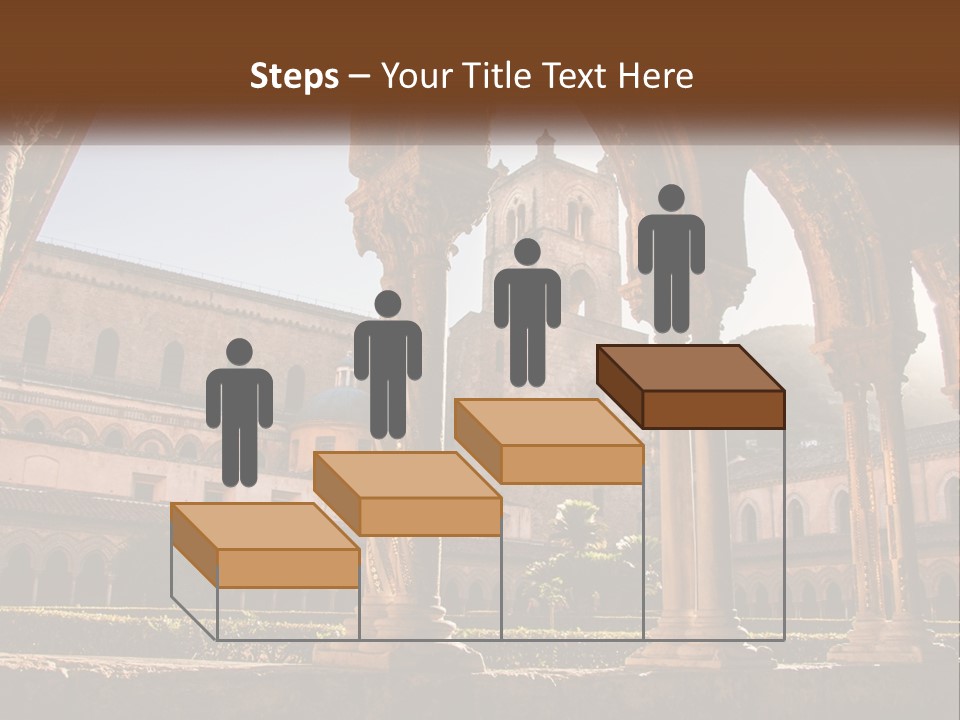 A Large Building With Arches And A Clock Tower PowerPoint Template