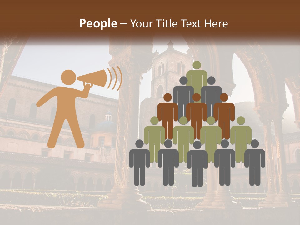 A Large Building With Arches And A Clock Tower PowerPoint Template