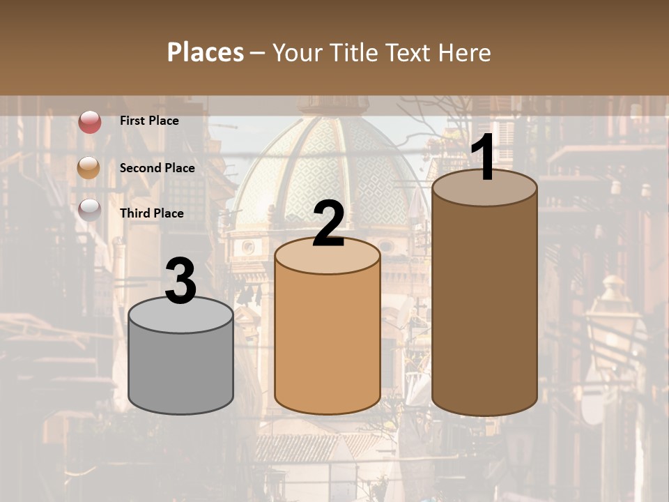 A City Street With Buildings And A Dome On Top PowerPoint Template