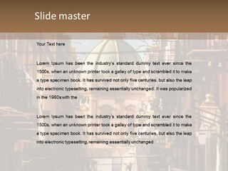 A City Street With Buildings And A Dome On Top PowerPoint Template