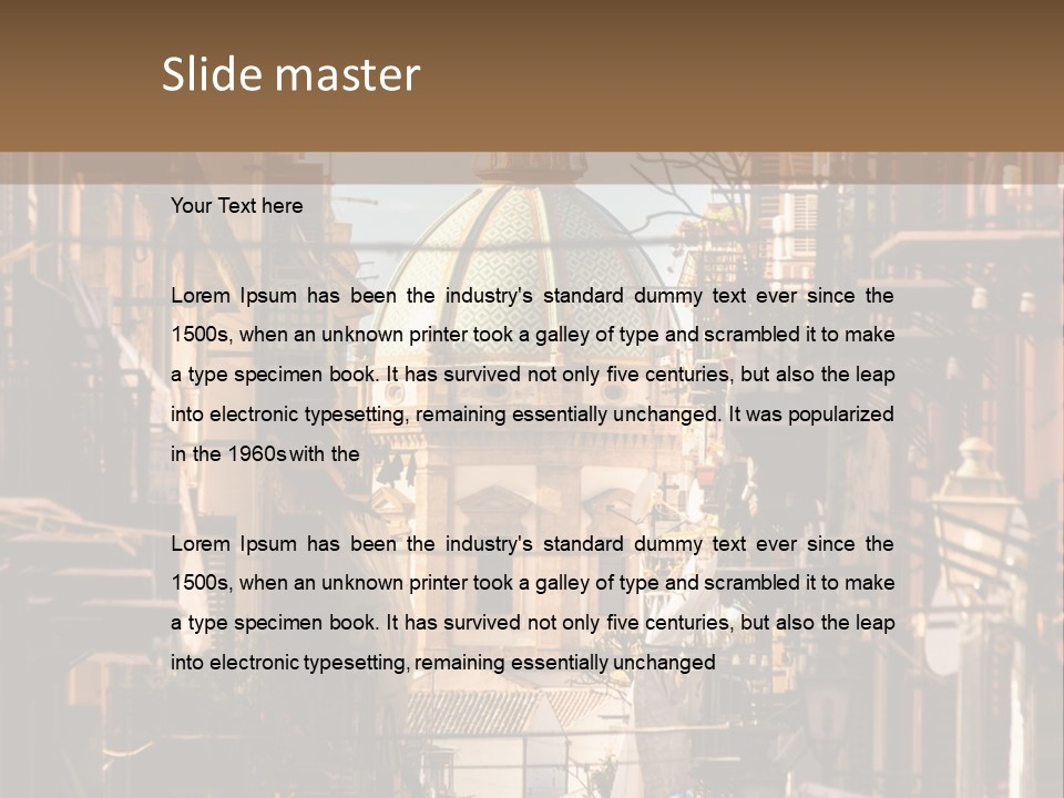 A City Street With Buildings And A Dome On Top PowerPoint Template