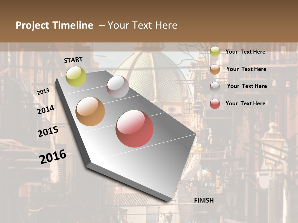 A City Street With Buildings And A Dome On Top PowerPoint Template