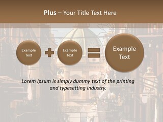 A City Street With Buildings And A Dome On Top PowerPoint Template