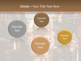 A City Street With Buildings And A Dome On Top PowerPoint Template