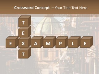 A City Street With Buildings And A Dome On Top PowerPoint Template
