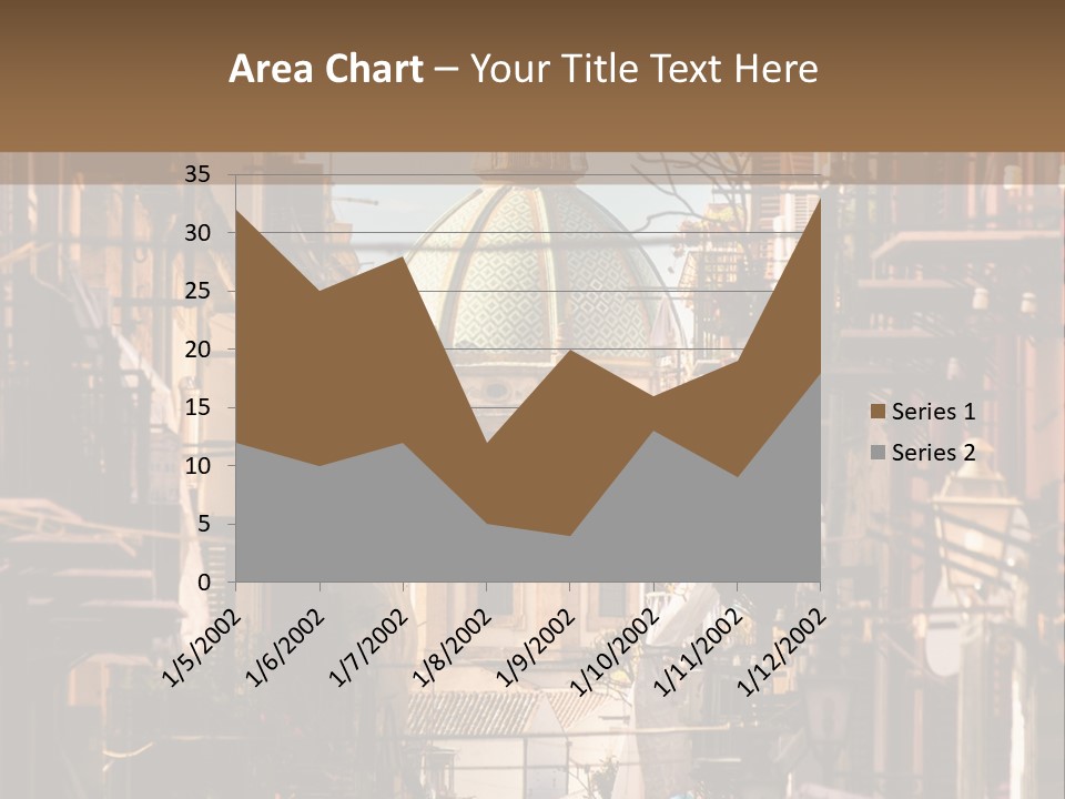 A City Street With Buildings And A Dome On Top PowerPoint Template
