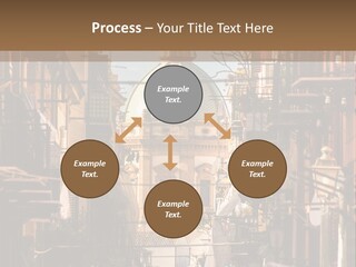 A City Street With Buildings And A Dome On Top PowerPoint Template