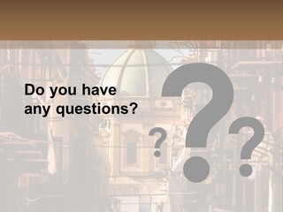 A City Street With Buildings And A Dome On Top PowerPoint Template