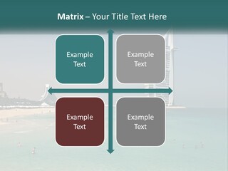 A Picture Of A Beach With A Very Tall Building In The Background PowerPoint Template