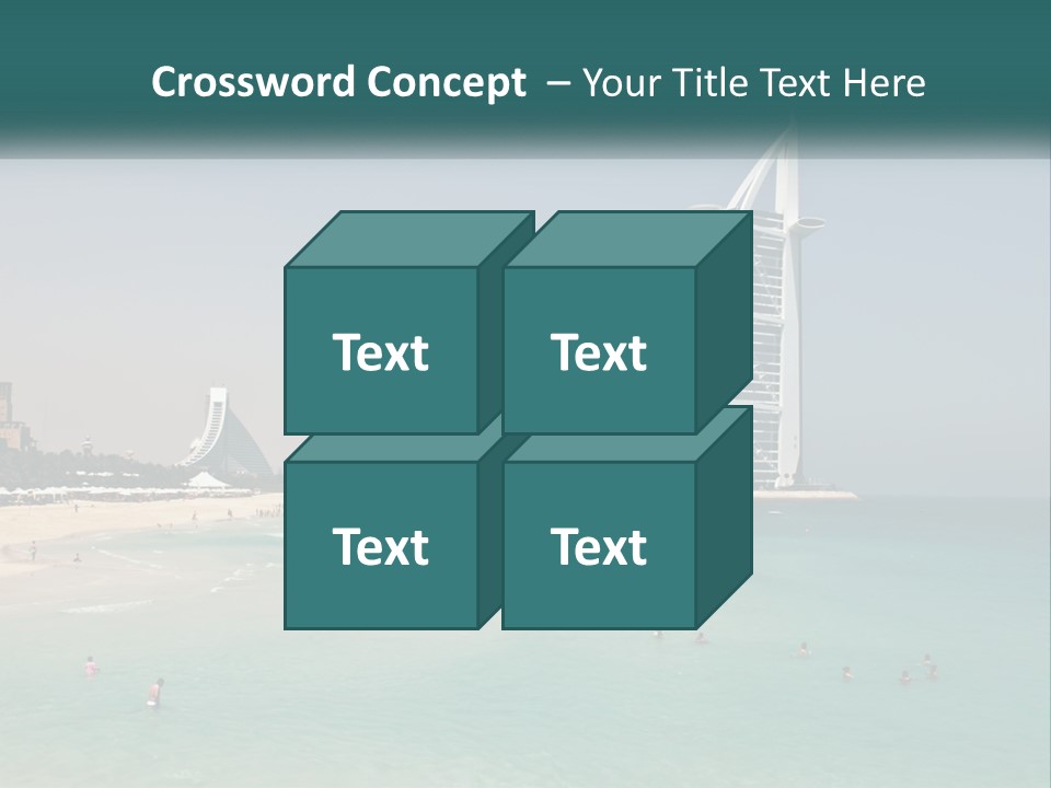 A Picture Of A Beach With A Very Tall Building In The Background PowerPoint Template