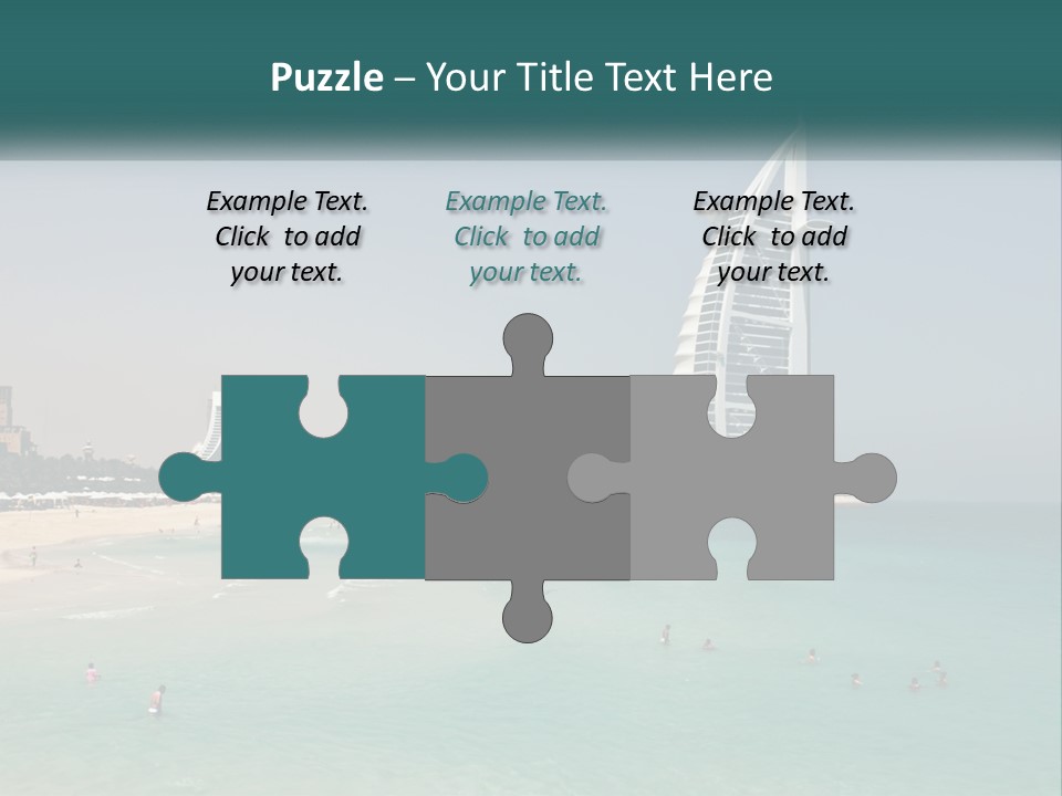 A Picture Of A Beach With A Very Tall Building In The Background PowerPoint Template