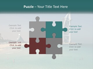 A Picture Of A Beach With A Very Tall Building In The Background PowerPoint Template