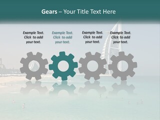 A Picture Of A Beach With A Very Tall Building In The Background PowerPoint Template