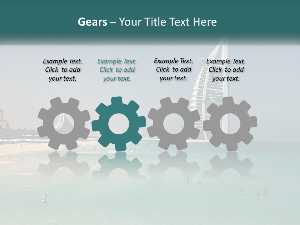 A Picture Of A Beach With A Very Tall Building In The Background PowerPoint Template