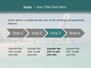 A Picture Of A Beach With A Very Tall Building In The Background PowerPoint Template