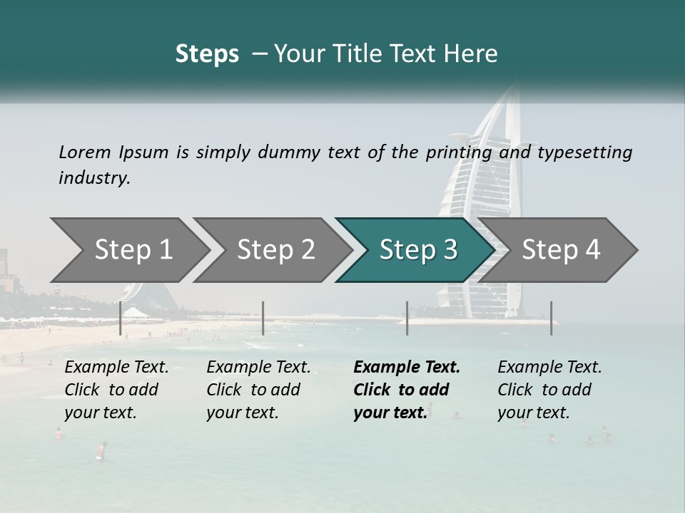 A Picture Of A Beach With A Very Tall Building In The Background PowerPoint Template