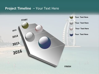 A Picture Of A Beach With A Very Tall Building In The Background PowerPoint Template