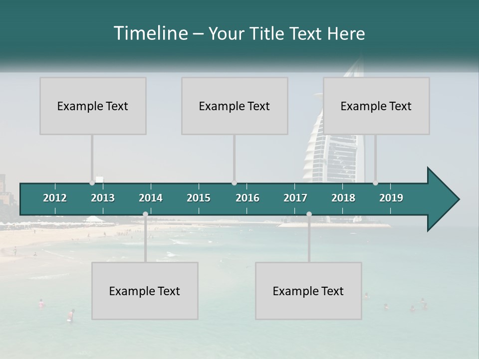 A Picture Of A Beach With A Very Tall Building In The Background PowerPoint Template