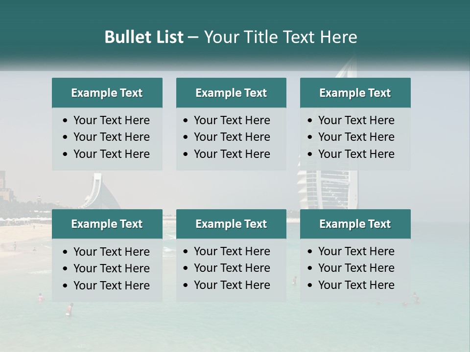 A Picture Of A Beach With A Very Tall Building In The Background PowerPoint Template