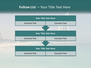 A Picture Of A Beach With A Very Tall Building In The Background PowerPoint Template