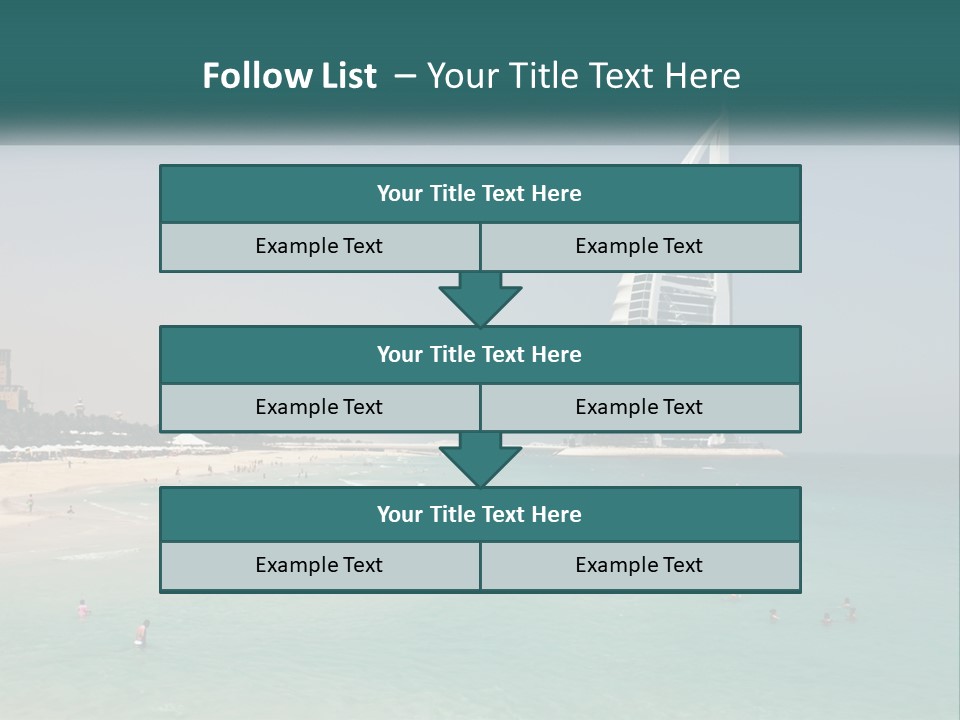 A Picture Of A Beach With A Very Tall Building In The Background PowerPoint Template