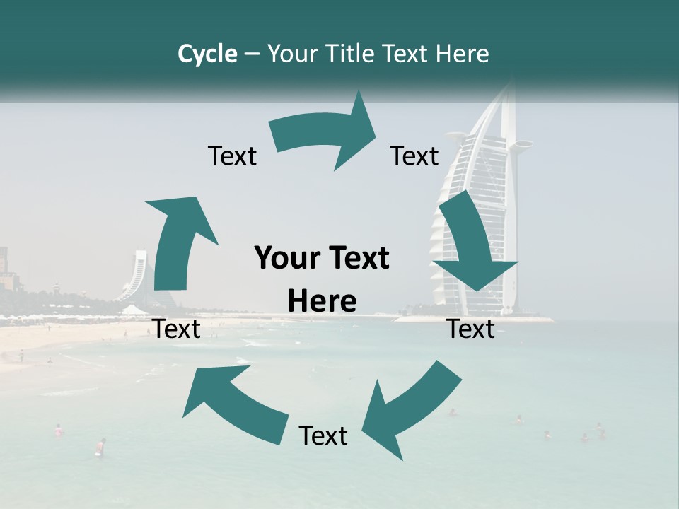 A Picture Of A Beach With A Very Tall Building In The Background PowerPoint Template