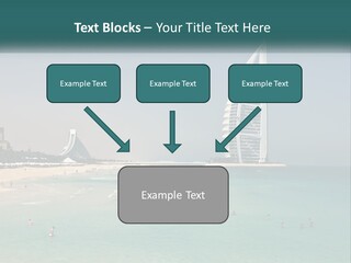 A Picture Of A Beach With A Very Tall Building In The Background PowerPoint Template