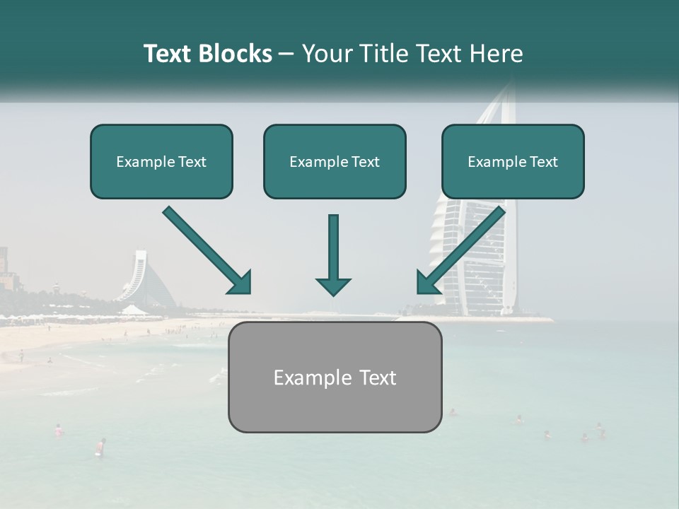 A Picture Of A Beach With A Very Tall Building In The Background PowerPoint Template