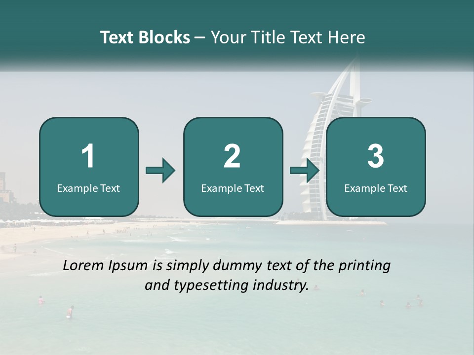 A Picture Of A Beach With A Very Tall Building In The Background PowerPoint Template