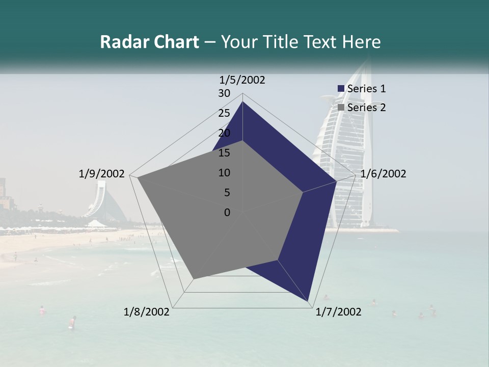 A Picture Of A Beach With A Very Tall Building In The Background PowerPoint Template