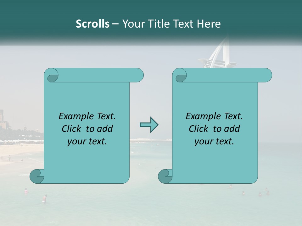 A Picture Of A Beach With A Very Tall Building In The Background PowerPoint Template