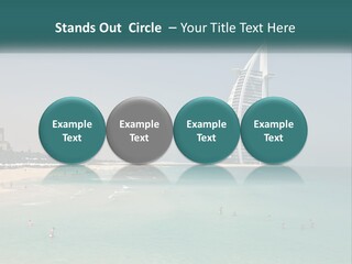 A Picture Of A Beach With A Very Tall Building In The Background PowerPoint Template