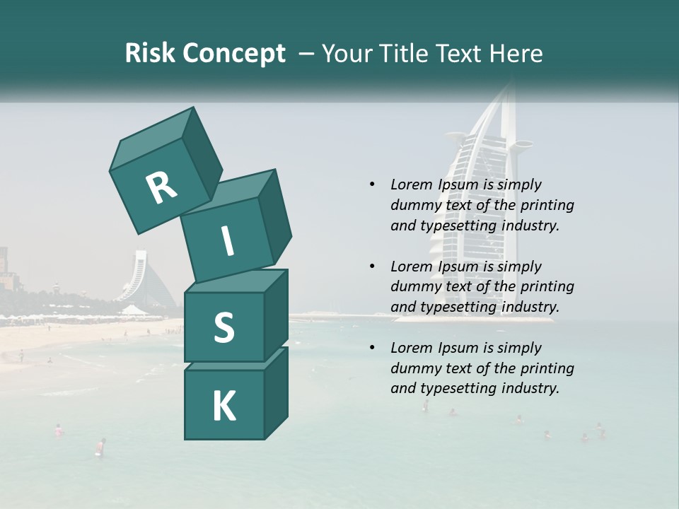 A Picture Of A Beach With A Very Tall Building In The Background PowerPoint Template