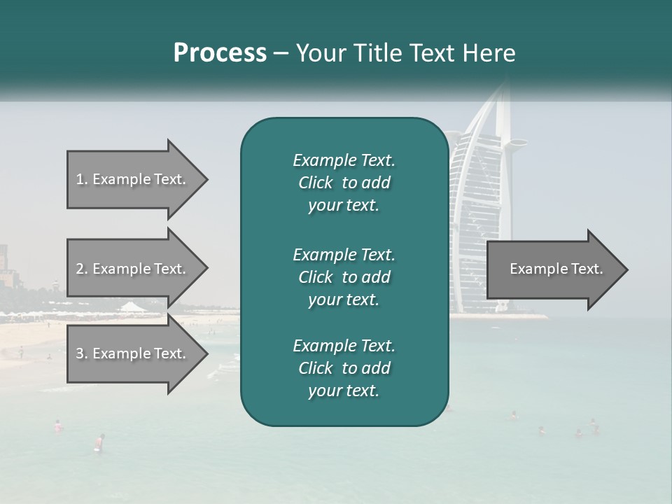 A Picture Of A Beach With A Very Tall Building In The Background PowerPoint Template