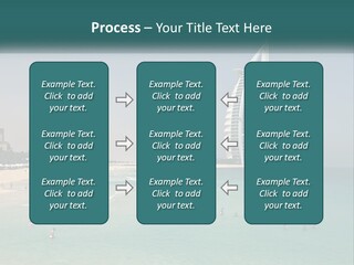 A Picture Of A Beach With A Very Tall Building In The Background PowerPoint Template