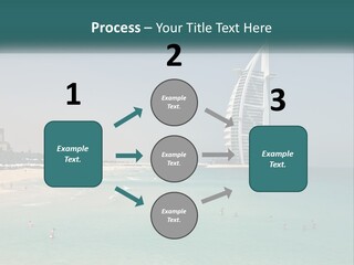 A Picture Of A Beach With A Very Tall Building In The Background PowerPoint Template