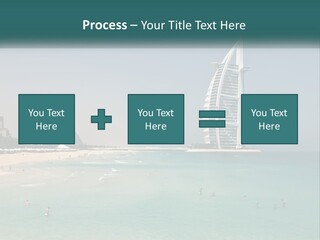 A Picture Of A Beach With A Very Tall Building In The Background PowerPoint Template