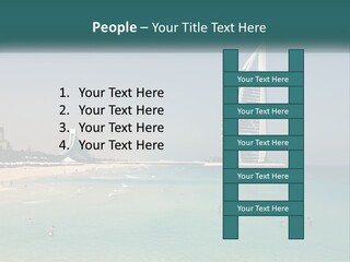A Picture Of A Beach With A Very Tall Building In The Background PowerPoint Template