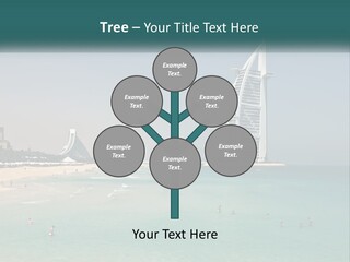 A Picture Of A Beach With A Very Tall Building In The Background PowerPoint Template