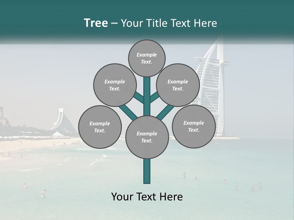 A Picture Of A Beach With A Very Tall Building In The Background PowerPoint Template